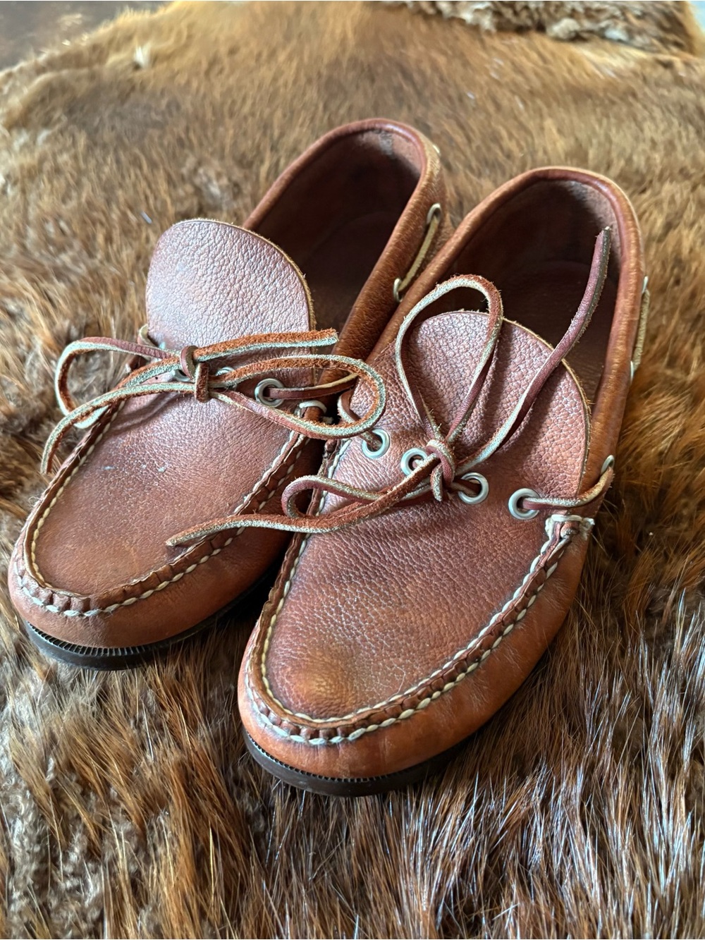 Vintage LL Bean Pebbled Leather Topsiders